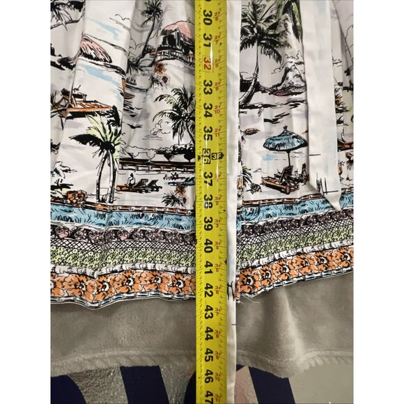 LF LESLIE FAY RETRO WATER COLOR ISLAND PRINT SLEEVELESS SHIRT DRESS WOMEN SZ 10 - Picture 16 of 16